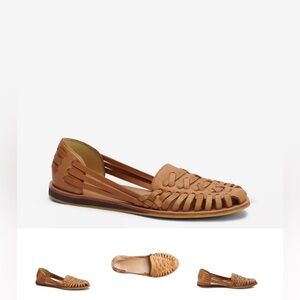 Nisolo Tan Huarache-Style Leather Flats